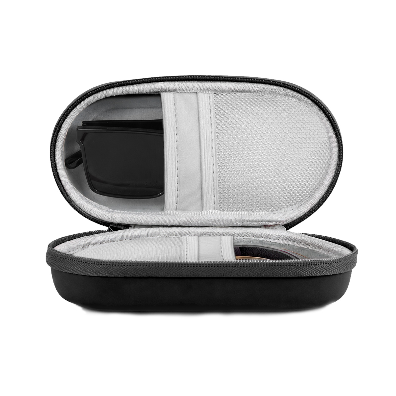 Travel Organizer Men - علبة نظارات مزدوجة ذات غلاف صلب،